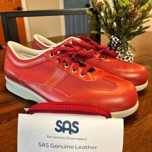 Brand New SAS Ruby Red Leather & Mesh Comfort Walking Sneakers Shoes Size 10W